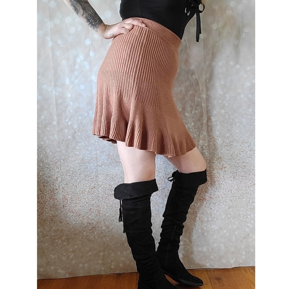 Free People Solid Gold Ribbed Skirt - Picture 5 of 12